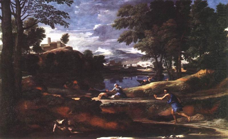 POUSSIN, Nicolas Landscape with a Man Killed by a Snake af china oil painting image